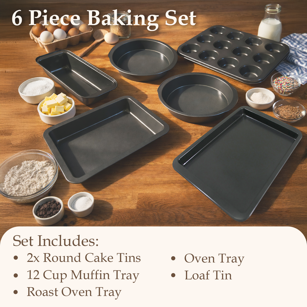 Non-Stick Steel 6 Piece Baking Set