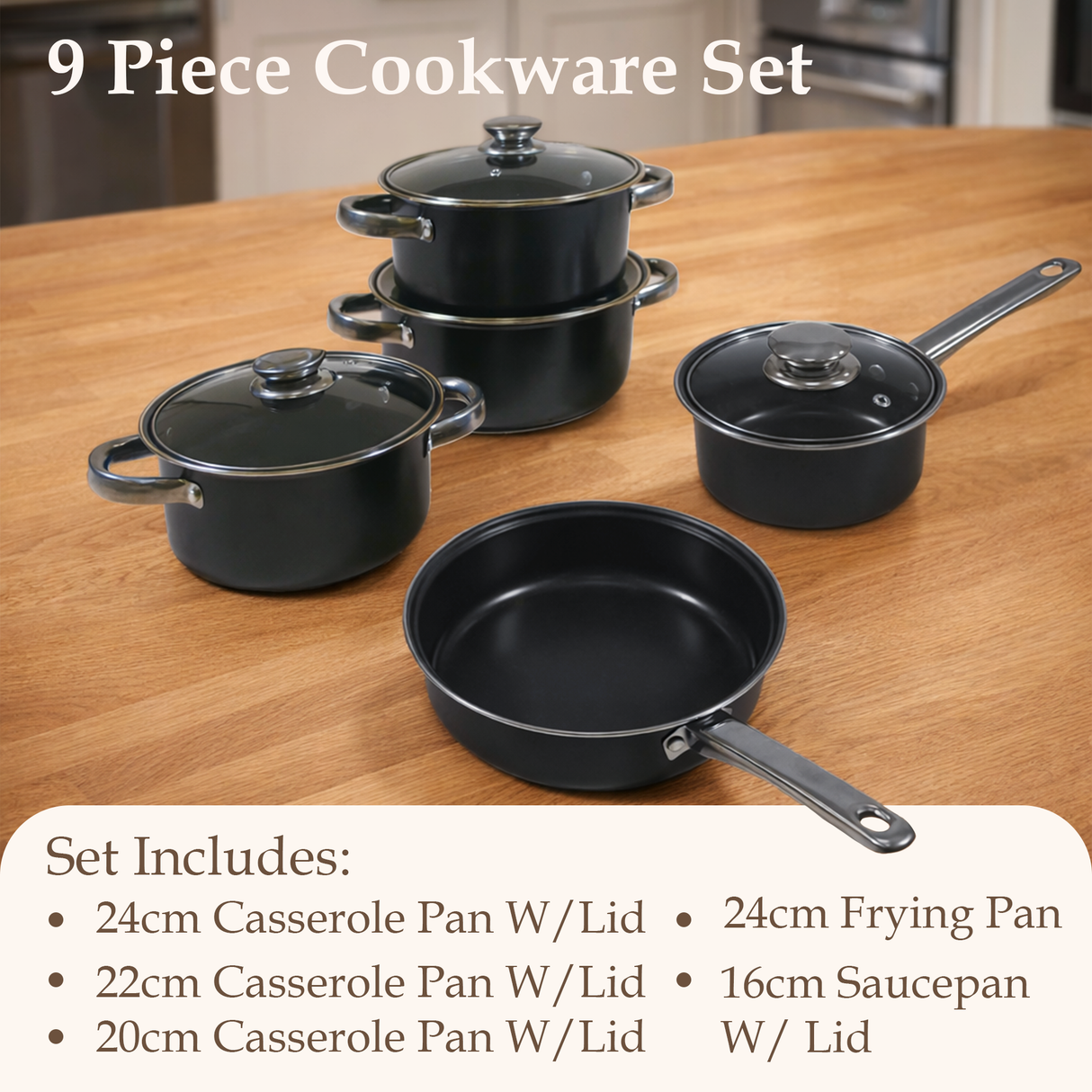 9 Piece Non-Stick Cookware Set