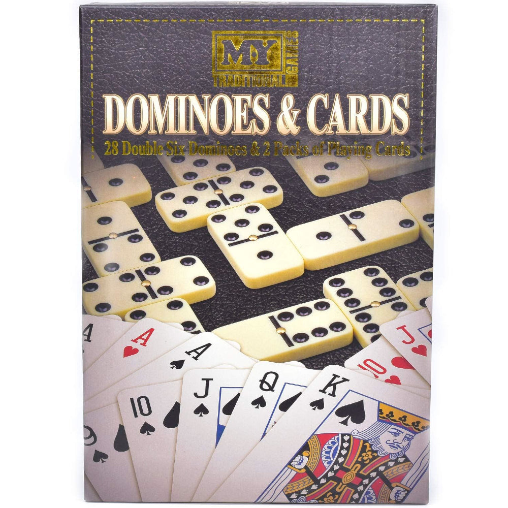 28Pc Double Six Dominoes & 2 Pack Playing Cards