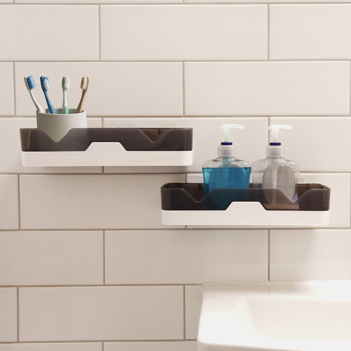 2 Wall Mounted Bathroom Shelf Organisers