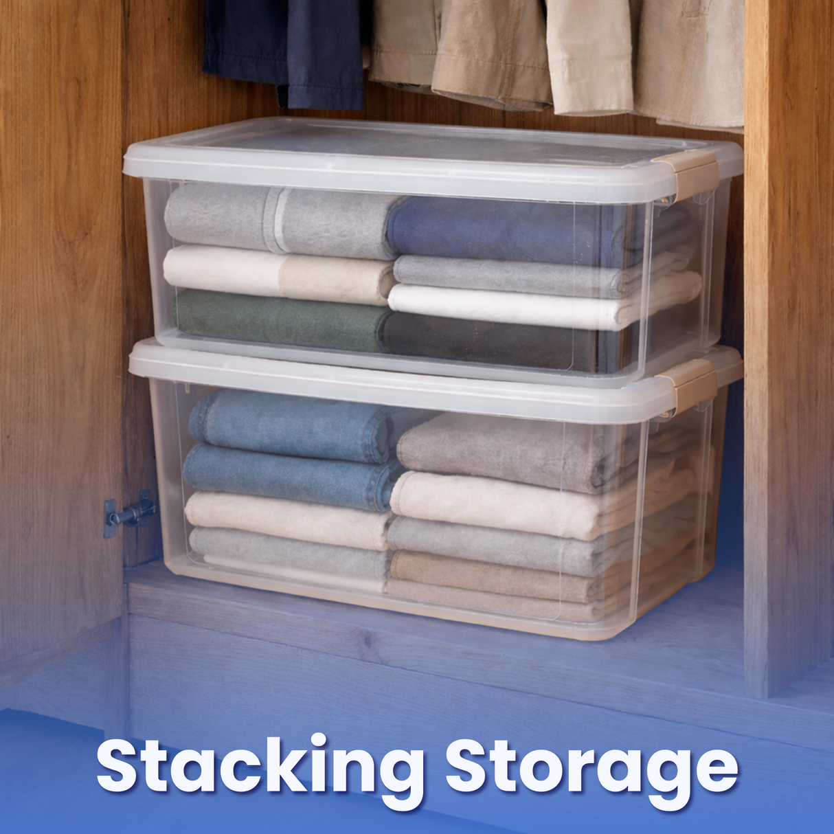 Plastic Storage Box with Lids | Stackable Clear Containers for Kitchen, Office, Crafts, Tools & Household Essentials (20 Litre)