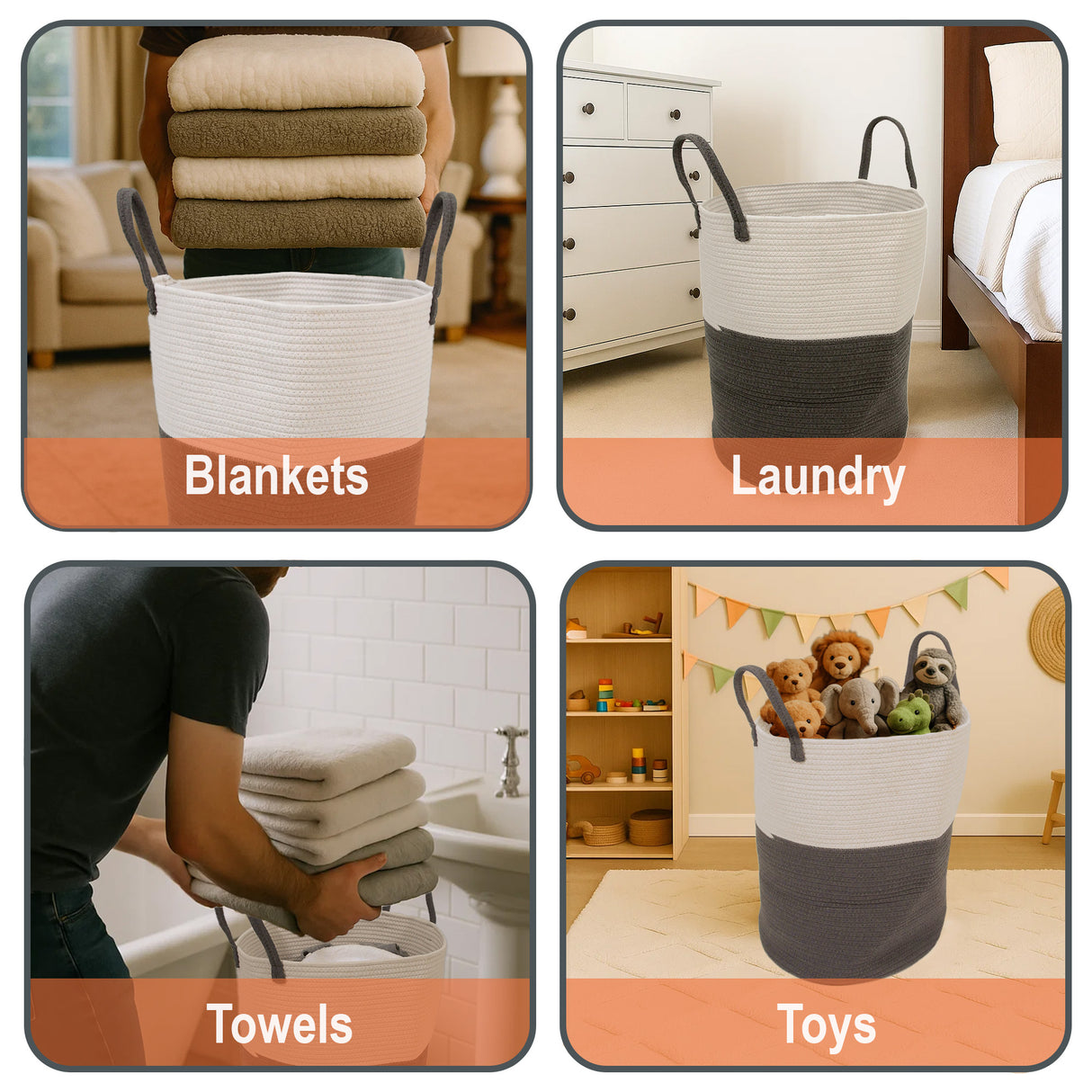 Large Foldable Laundry Bin with Handles