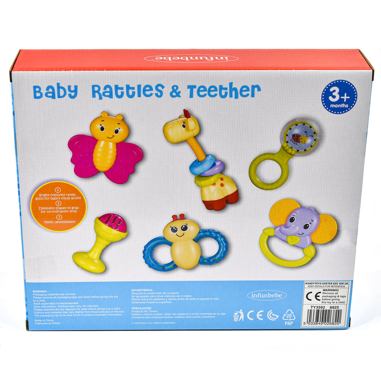6 Pack Teething Toys and Rattles