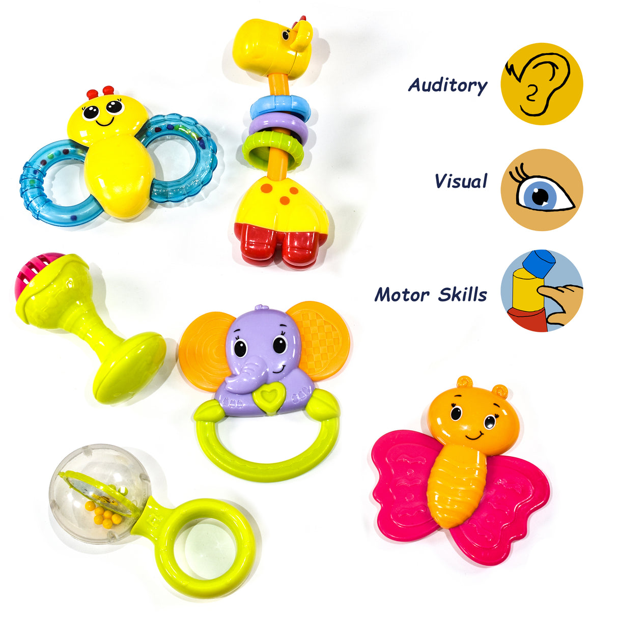 6 Pack Teething Toys and Rattles