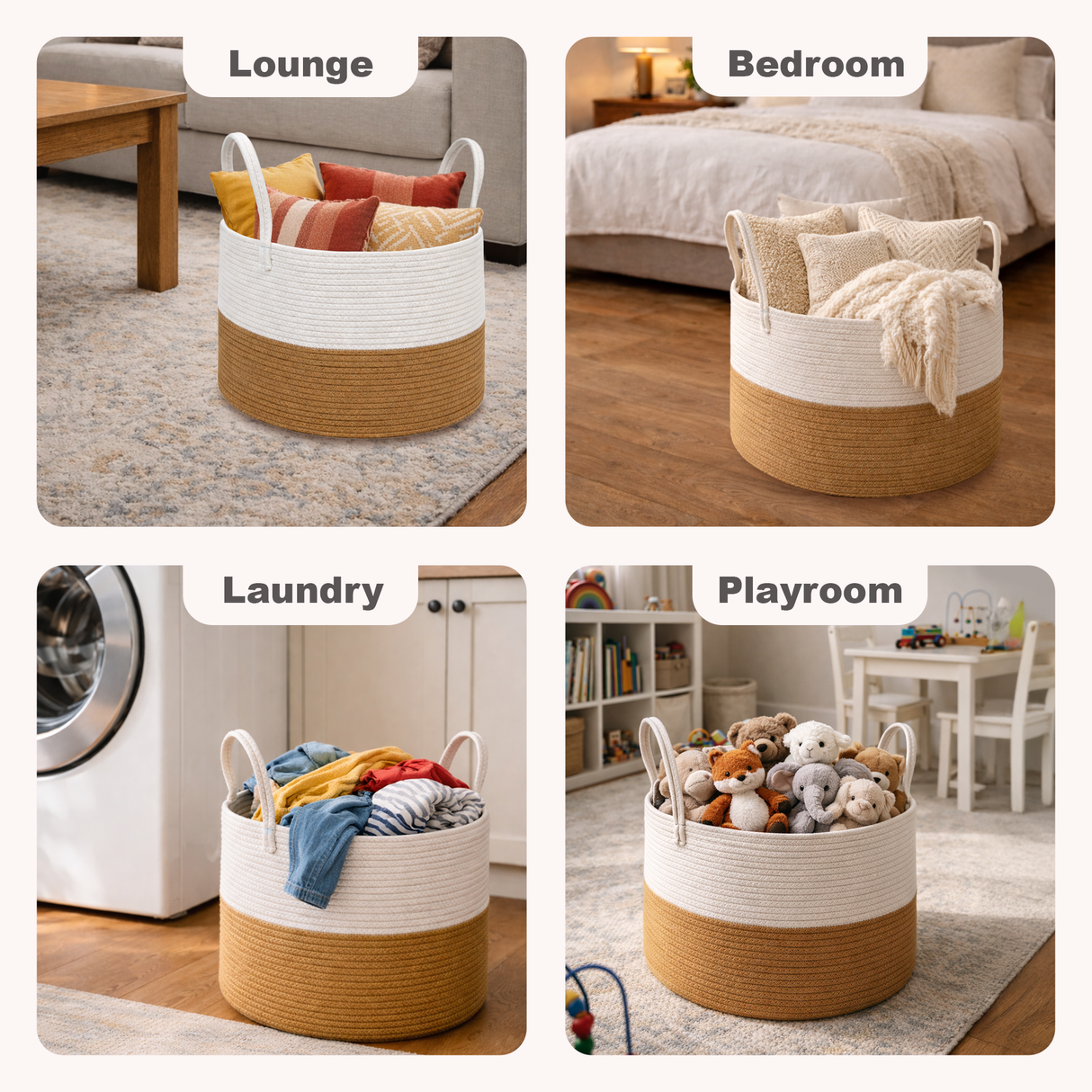 Cotton Rope Storage Basket with Handles