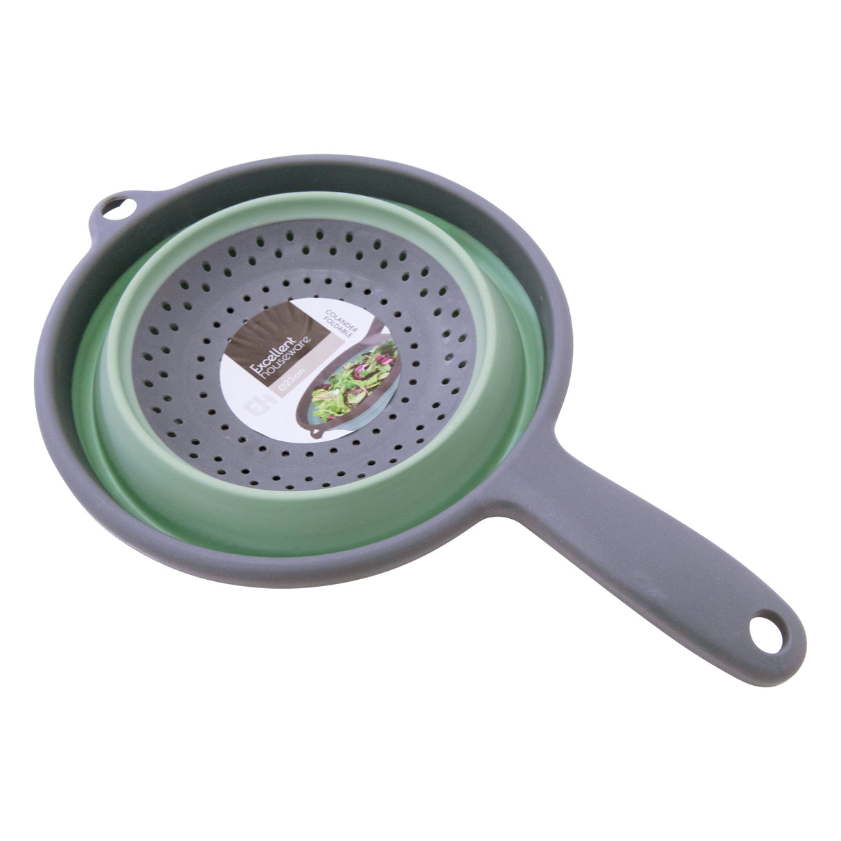 Collapsible Silicone Kitchen Colander with Handle + Without Handle - BPA Free, Non Toxic - Space Saving Folding Food Strainer for Kitchen & Travel 23cm (Colander with Handle) - Assorted