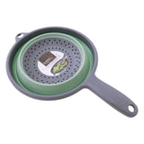 Collapsible Silicone Kitchen Colander with Handle + Without Handle - BPA Free, Non Toxic - Space Saving Folding Food Strainer for Kitchen & Travel 23cm (Colander with Handle) - Assorted