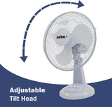 KÜHL 12" White Desk Fan Electric Oscillating Cooling Fan with 3 Speed Settings | Adjustable Tilt | Table Fan for Home, Office or Bedroom | Easy to Assemble