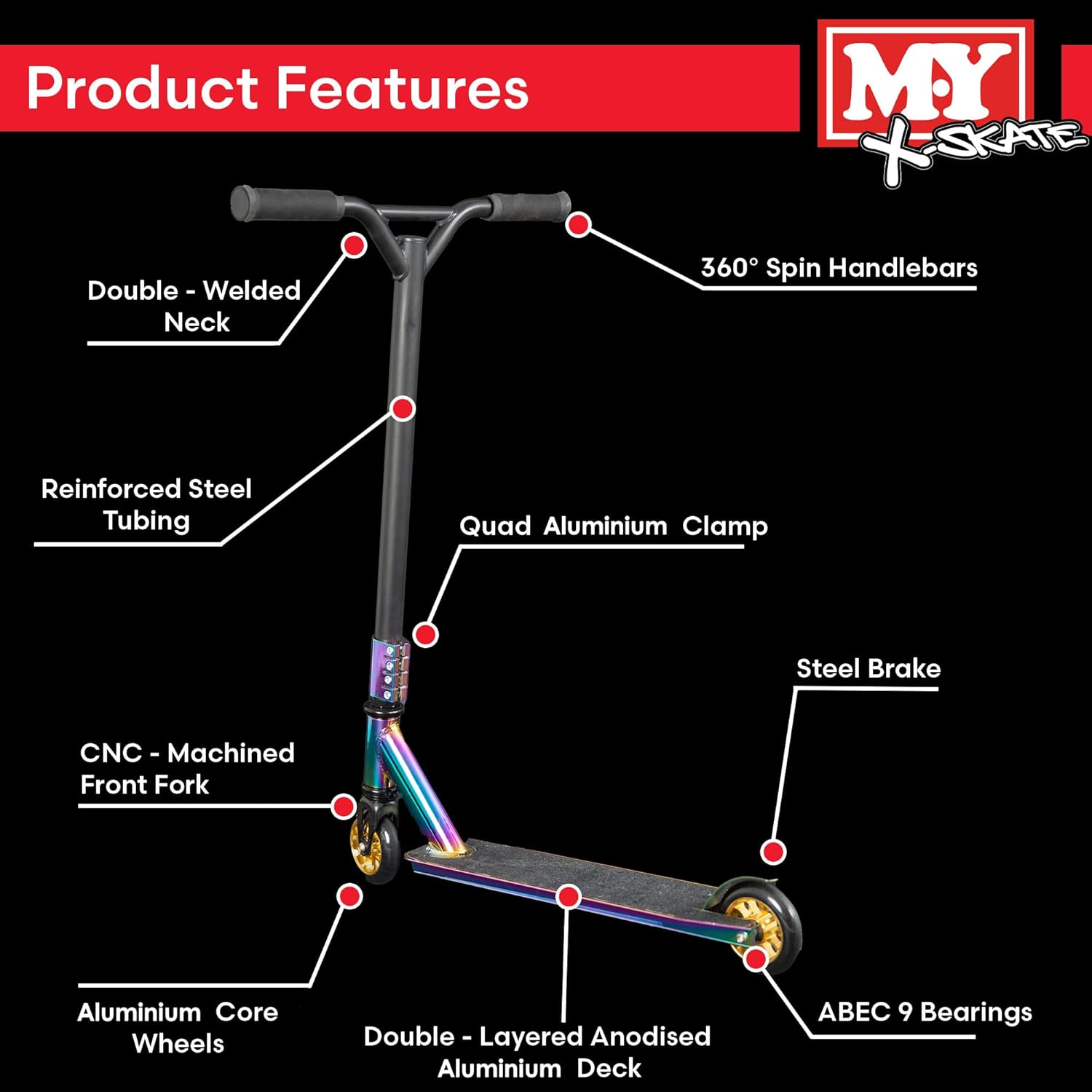 Browse our Stunt Chrome Scooter | M.Y X-Skate from Planet Direct