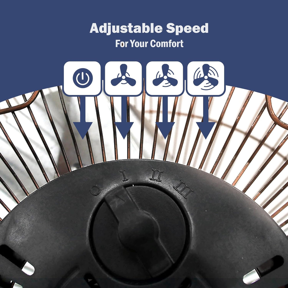 KÜHL Metal Floor Fan Copper | Powerful Airflow | 3-Speed Settings | Adjustable Tilt | No Assembly Required | Free Standing Cooling Fan