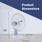 KÜHL 12" White Desk Fan Electric Oscillating Cooling Fan with 3 Speed Settings | Adjustable Tilt | Table Fan for Home, Office or Bedroom | Easy to Assemble