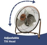 KÜHL Metal Floor Fan Copper | Powerful Airflow | 3-Speed Settings | Adjustable Tilt | No Assembly Required | Free Standing Cooling Fan
