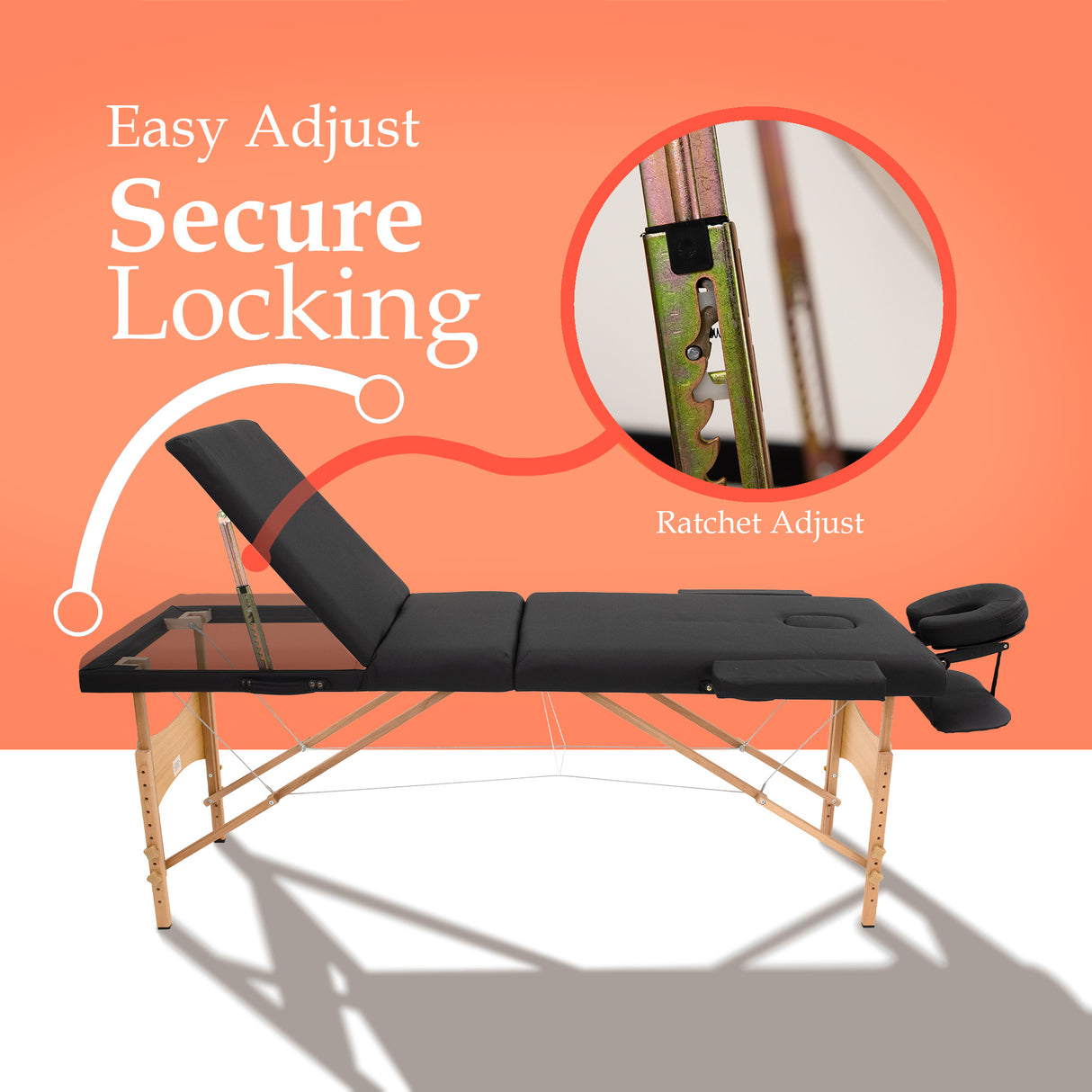 Portable 3 Section Wooden Massage Table
