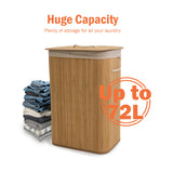 72L Bamboo Laundry Basket with Lid