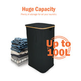 100L Bamboo Laundry Basket Storage Hamper with Removeable Inner Bag