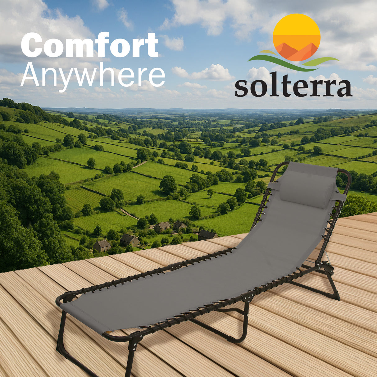Portable Sun Lounger with Headrest