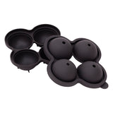 Black Silicone 4 Sphere Ice Cube Tray – Flexible, Easy Release Ice Ball Maker Moulds - Perfect for Whiskey, Cocktails & Cold Drinks Round Ice Balls - BPA Free