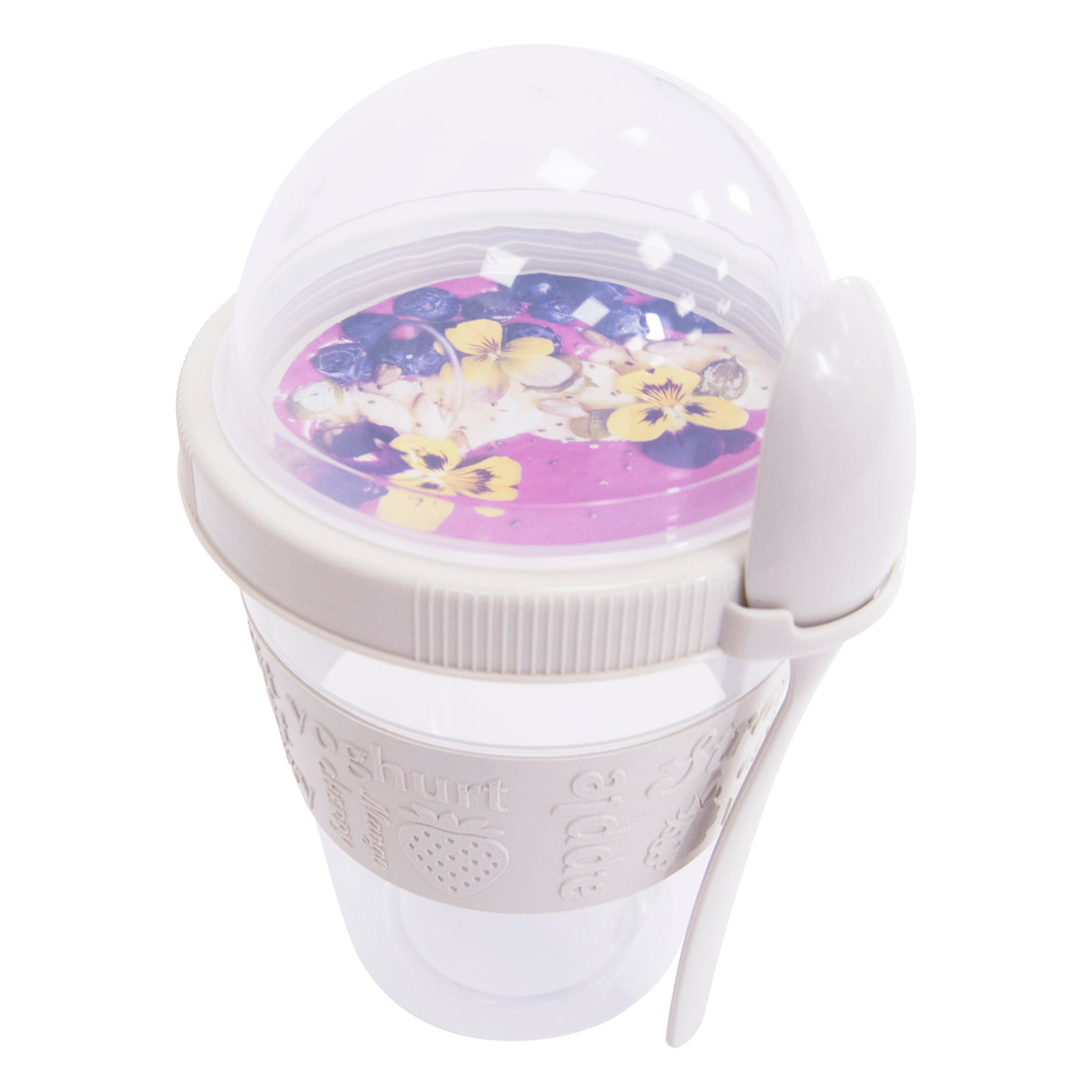 Clear Portable Cereal & Yoghurt Cups with Lids and Spoons – Reusable Overnight Oats Jar On The Go Breakfast Pots - BPA Free - 4 Assorted Colours