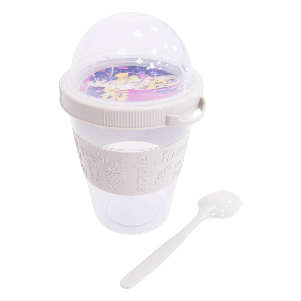Clear Portable Cereal & Yoghurt Cups with Lids and Spoons – Reusable Overnight Oats Jar On The Go Breakfast Pots - BPA Free - 4 Assorted Colours