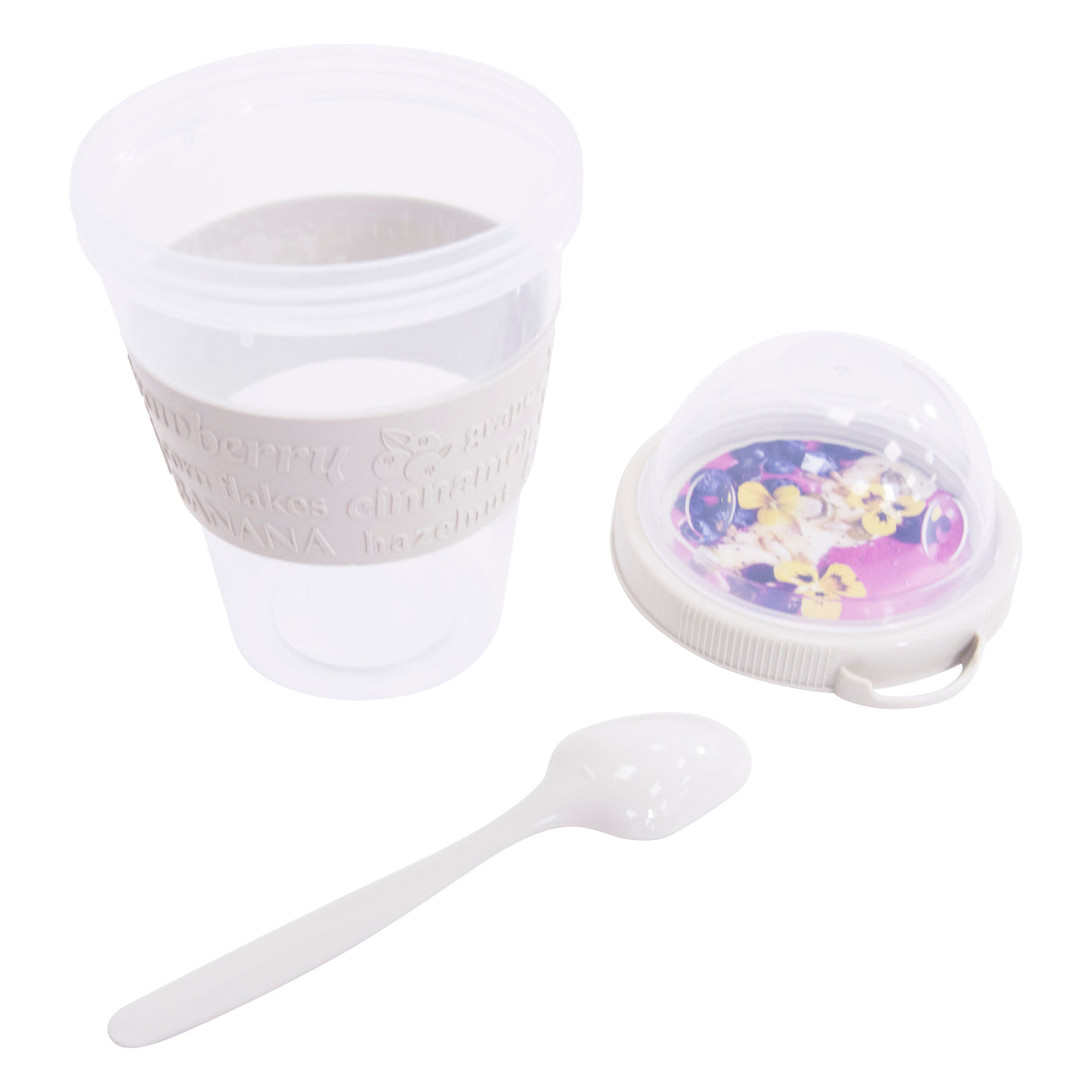 Clear Portable Cereal & Yoghurt Cups with Lids and Spoons – Reusable Overnight Oats Jar On The Go Breakfast Pots - BPA Free - 4 Assorted Colours