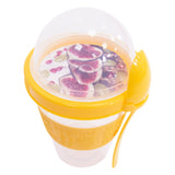 Clear Portable Cereal & Yoghurt Cups with Lids and Spoons – Reusable Overnight Oats Jar On The Go Breakfast Pots - BPA Free - 4 Assorted Colours