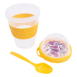 Clear Portable Cereal & Yoghurt Cups with Lids and Spoons – Reusable Overnight Oats Jar On The Go Breakfast Pots - BPA Free - 4 Assorted Colours