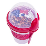 Clear Portable Cereal & Yoghurt Cups with Lids and Spoons – Reusable Overnight Oats Jar On The Go Breakfast Pots - BPA Free - 4 Assorted Colours