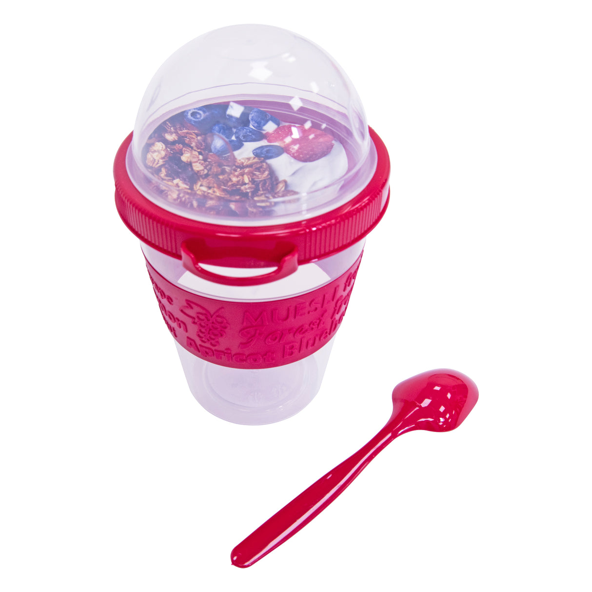 Clear Portable Cereal & Yoghurt Cups with Lids and Spoons – Reusable Overnight Oats Jar On The Go Breakfast Pots - BPA Free - 4 Assorted Colours