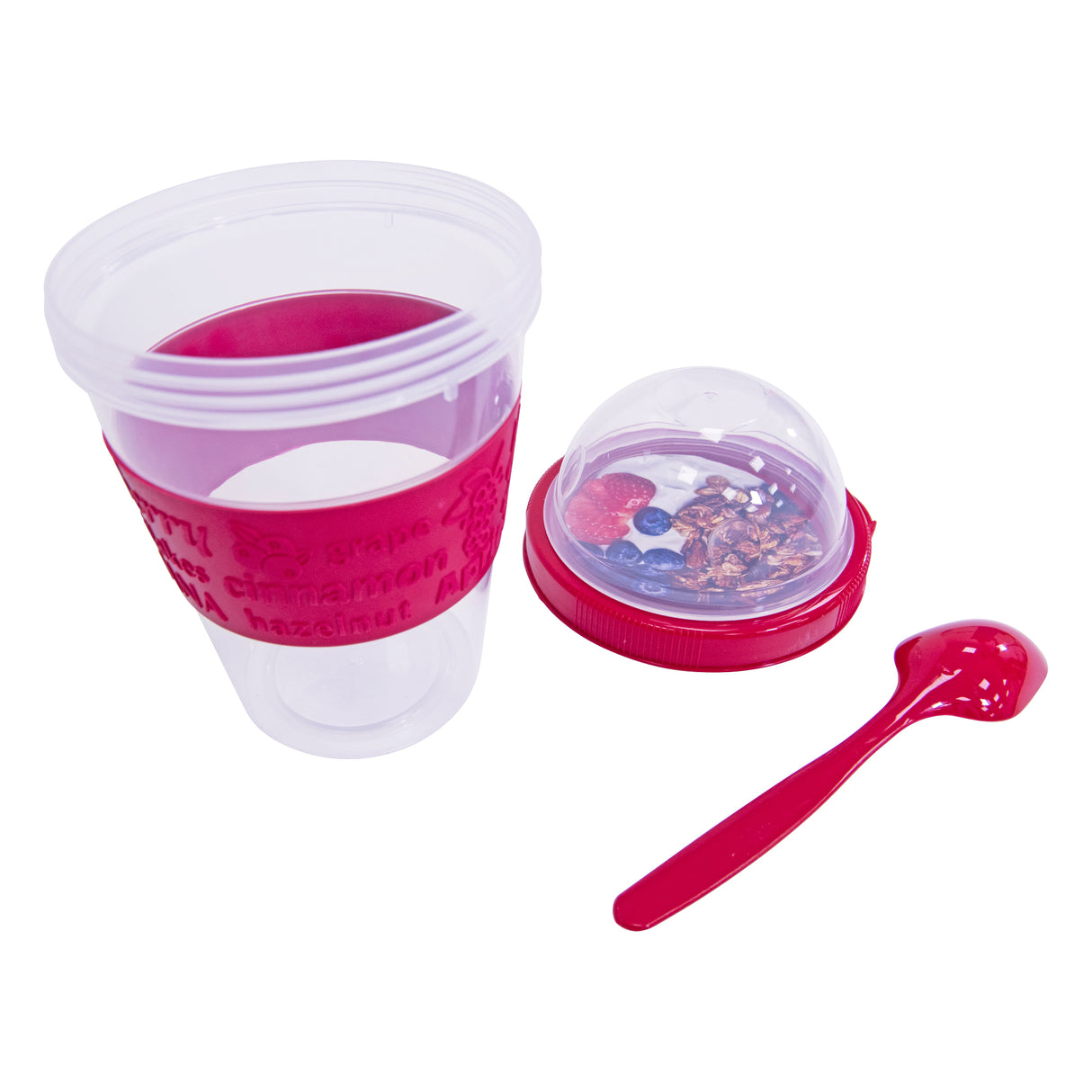 Clear Portable Cereal & Yoghurt Cups with Lids and Spoons – Reusable Overnight Oats Jar On The Go Breakfast Pots - BPA Free - 4 Assorted Colours