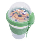 Clear Portable Cereal & Yoghurt Cups with Lids and Spoons – Reusable Overnight Oats Jar On The Go Breakfast Pots - BPA Free - 4 Assorted Colours