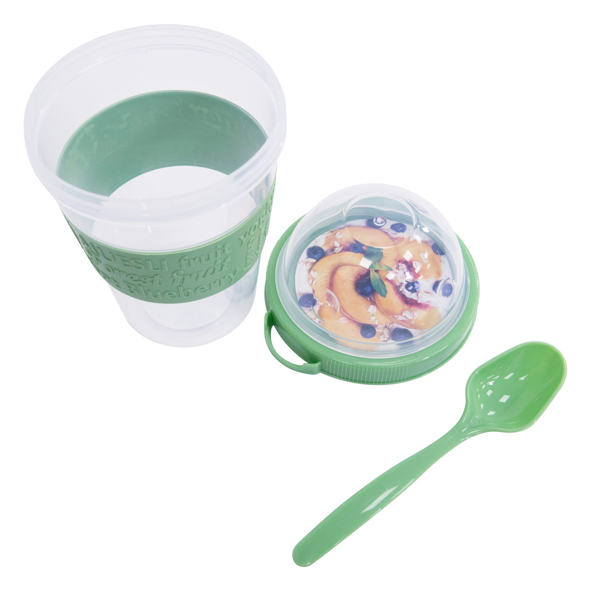 Clear Portable Cereal & Yoghurt Cups with Lids and Spoons – Reusable Overnight Oats Jar On The Go Breakfast Pots - BPA Free - 4 Assorted Colours