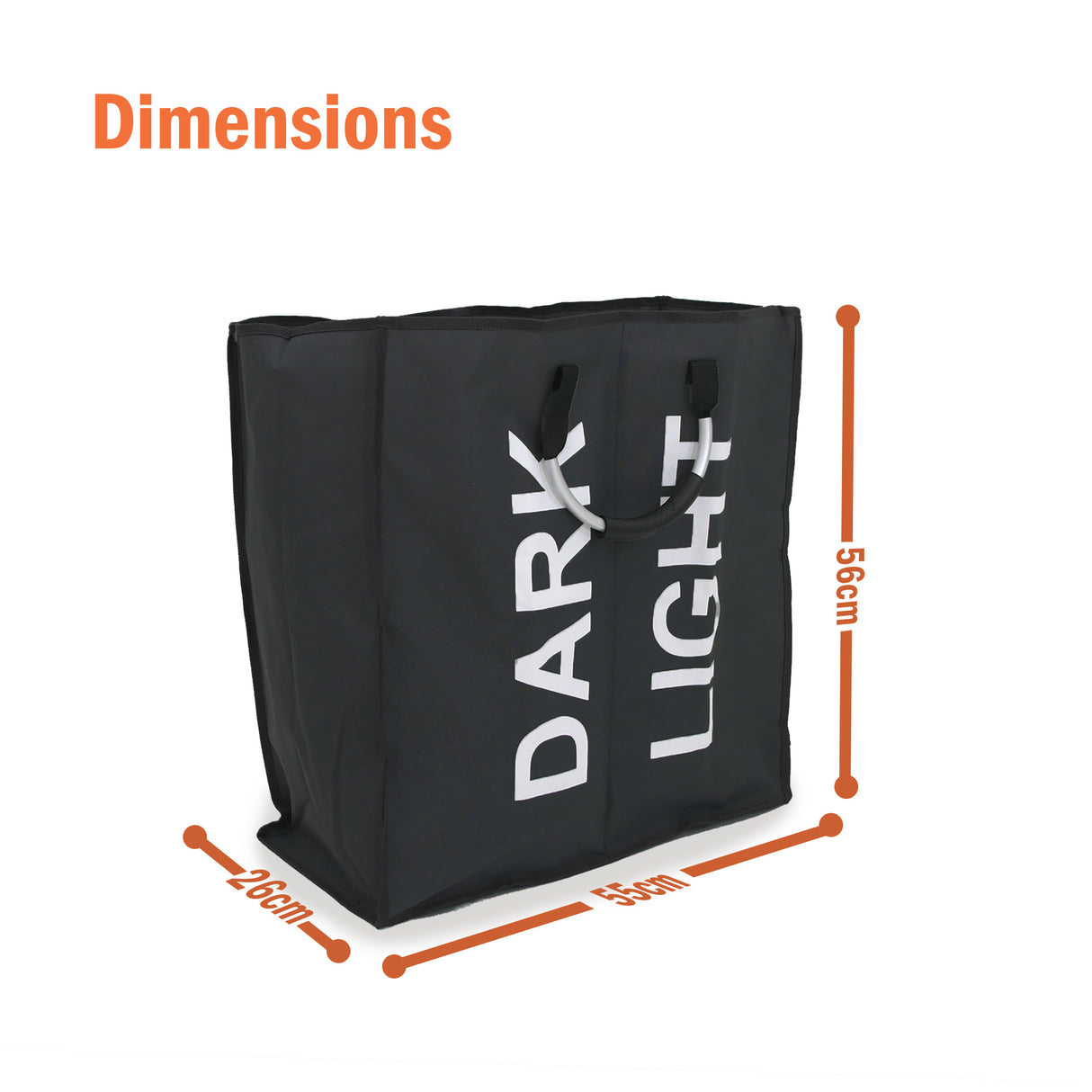 2 Section Black Double Laundry Hamper