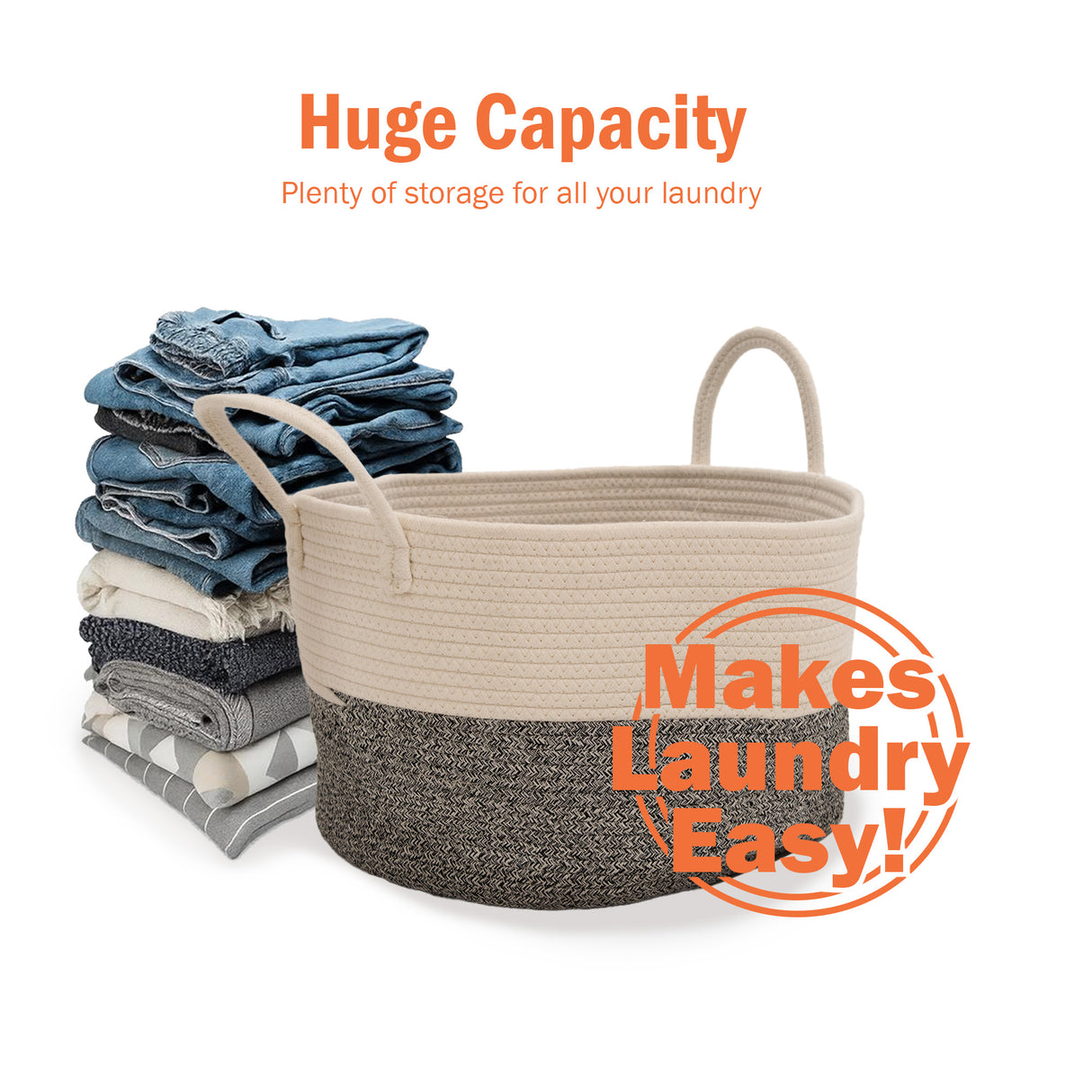 Cotton Rope Laundry Basket with Handles