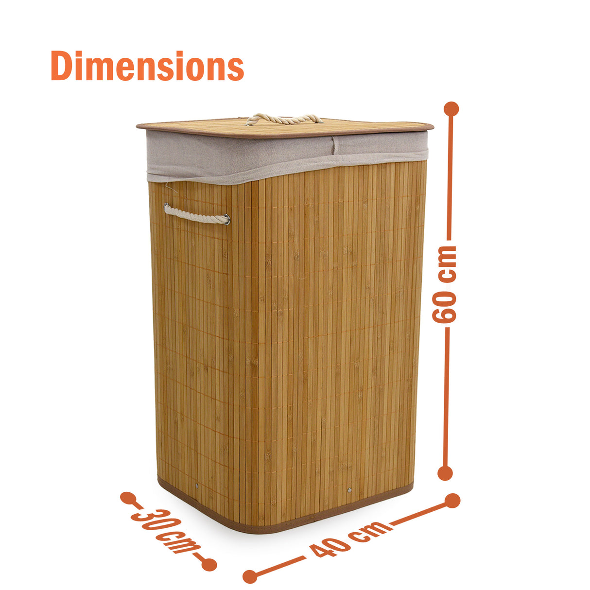 72L Bamboo Laundry Basket with Lid