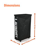 55L Black Laundry Tote Bag with Wheels