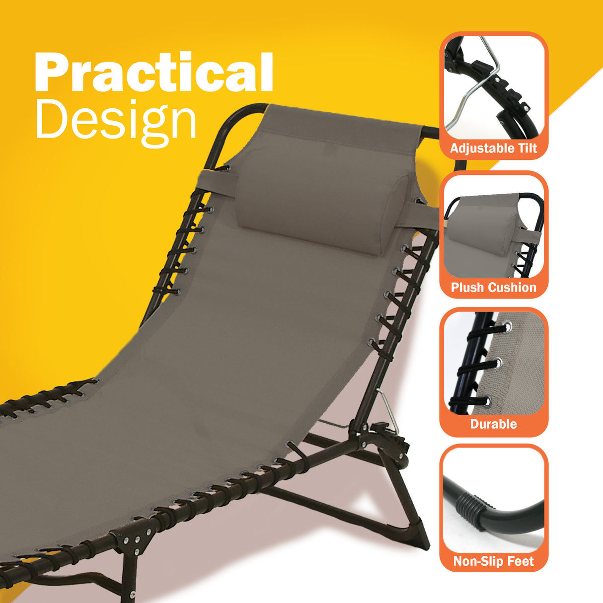 Portable Sun Lounger with Headrest