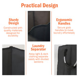 2 Section Black Double Laundry Hamper