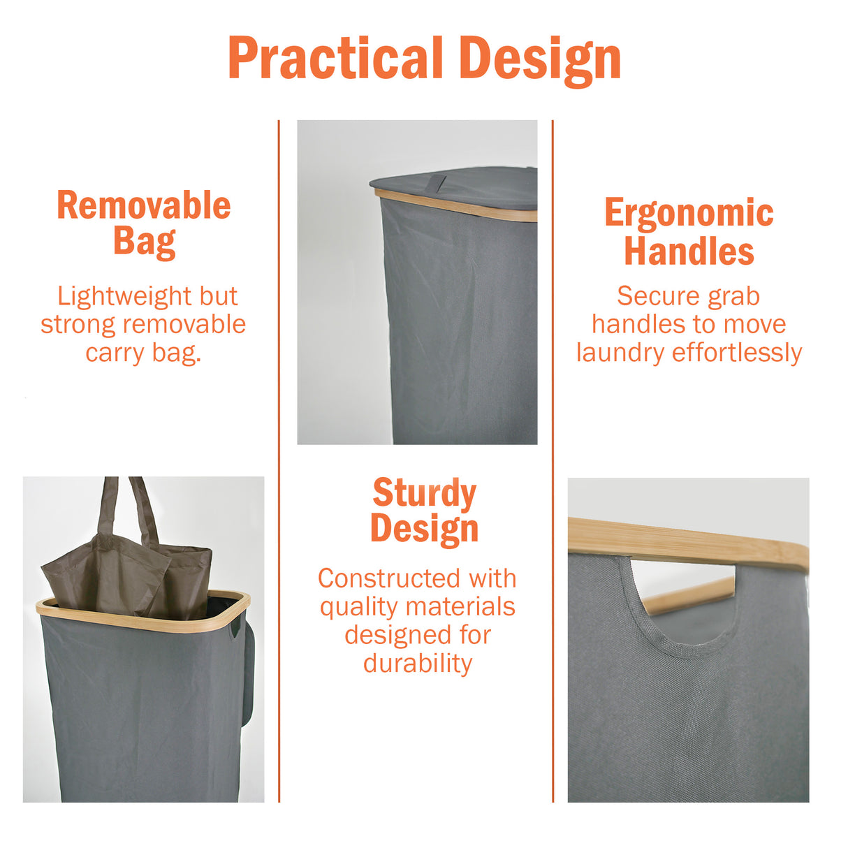 Bamboo Laundry Basket With Removeable Inner Bag