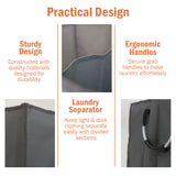 2 Section Grey Double Laundry Hamper