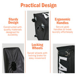 55L Black Laundry Tote Bag with Wheels