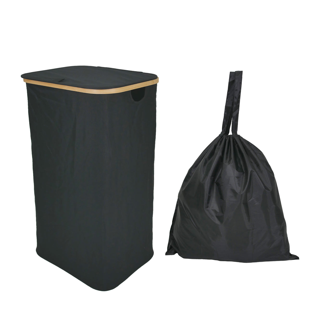 100L Bamboo Laundry Basket Storage Hamper with Removeable Inner Bag