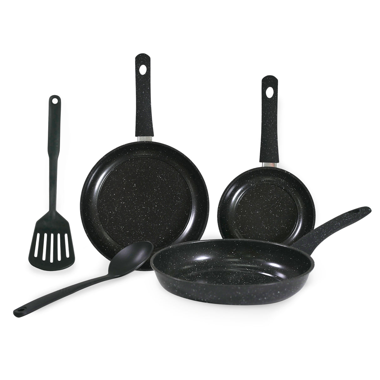 5pc Non Stick Cookware Frying Pans & Utensils Set