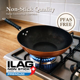 30cm Copper Finish Non Stick Wok