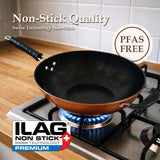 30cm Copper Finish Non Stick Wok with Dual Handle