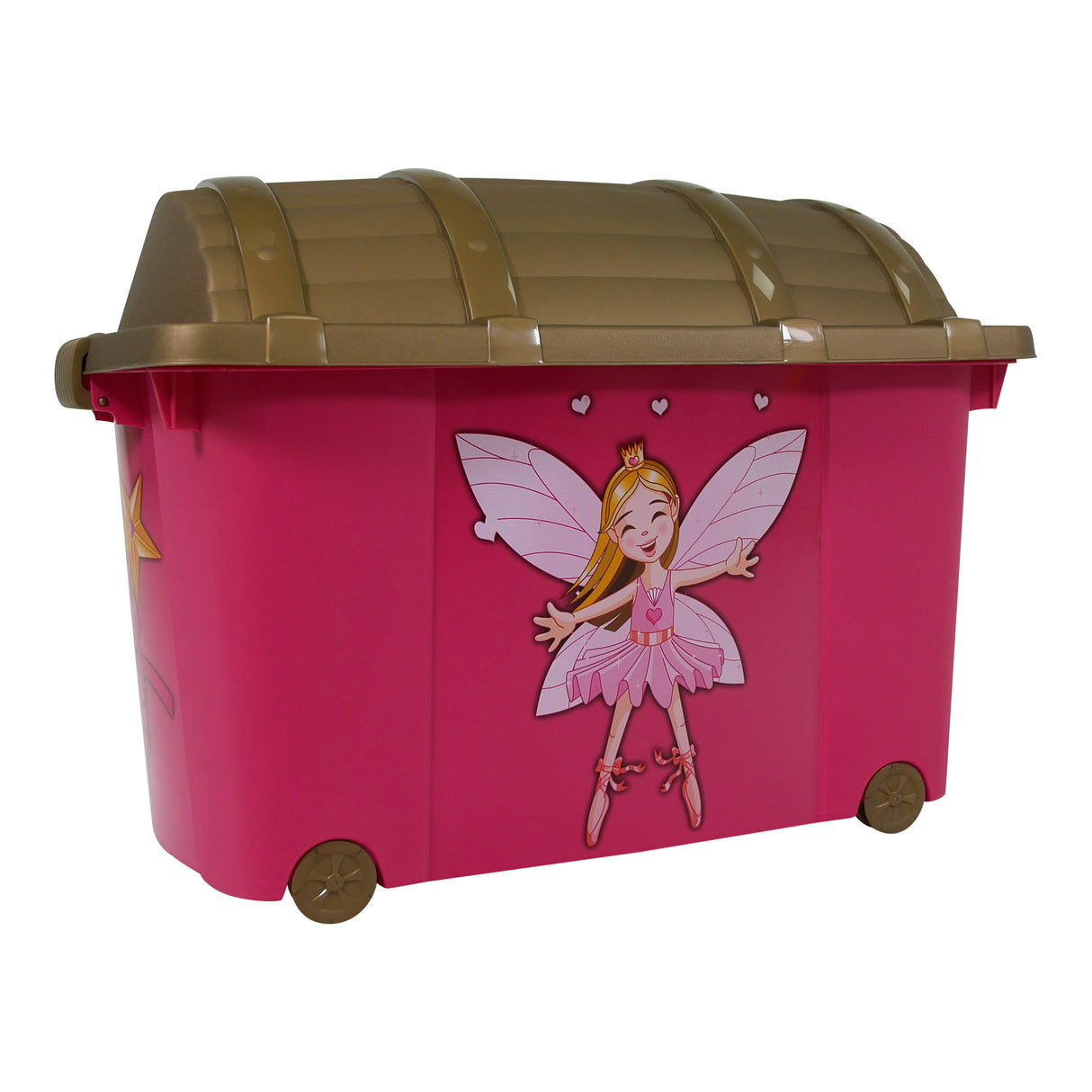 57L Princess Treasure Storage Box - Kids Toy Chest with Lid - Storage Container for Toys, Books & Clothes – Organiser for Bedroom & Playroom 60x40x42cm