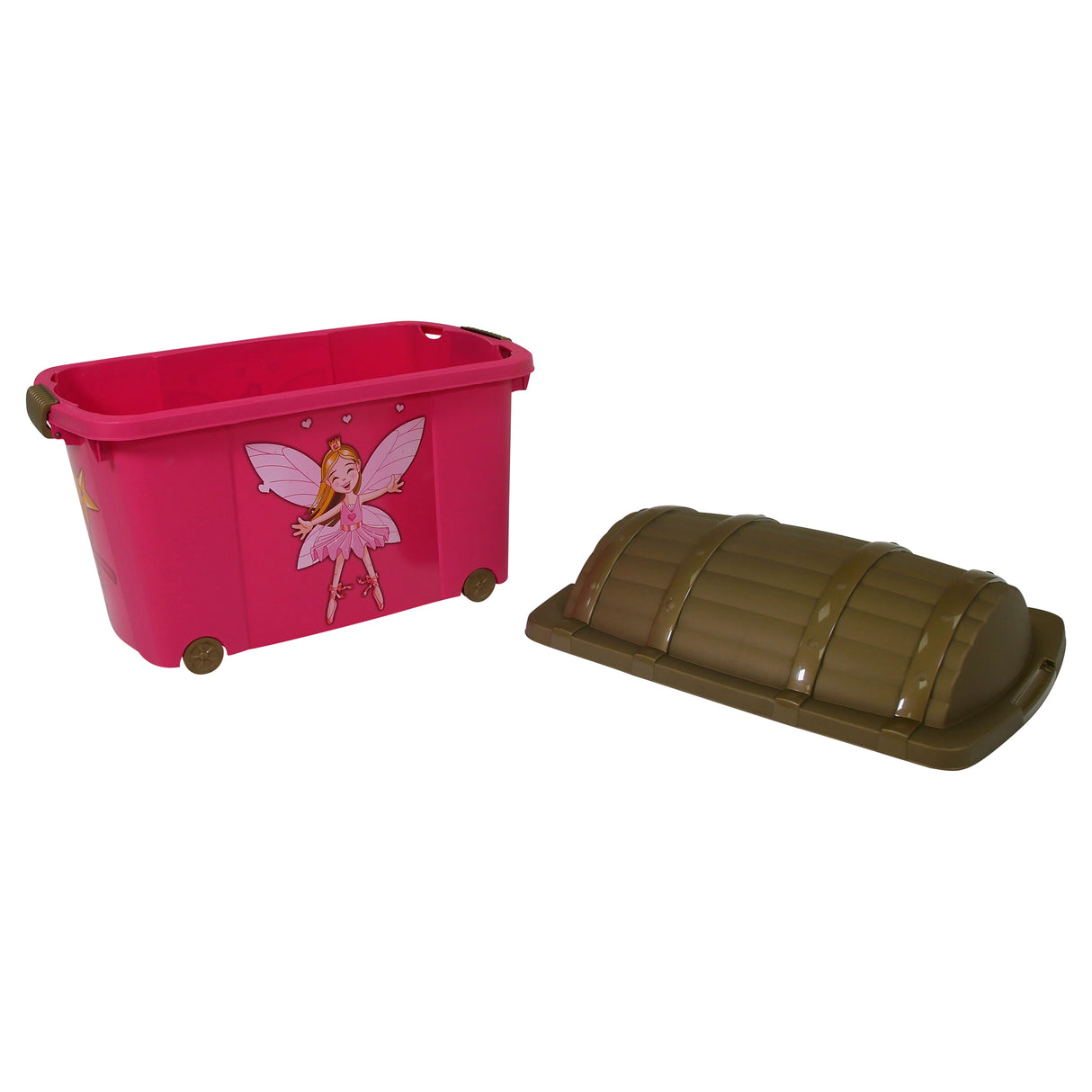 57L Princess Treasure Storage Box - Kids Toy Chest with Lid - Storage Container for Toys, Books & Clothes – Organiser for Bedroom & Playroom 60x40x42cm