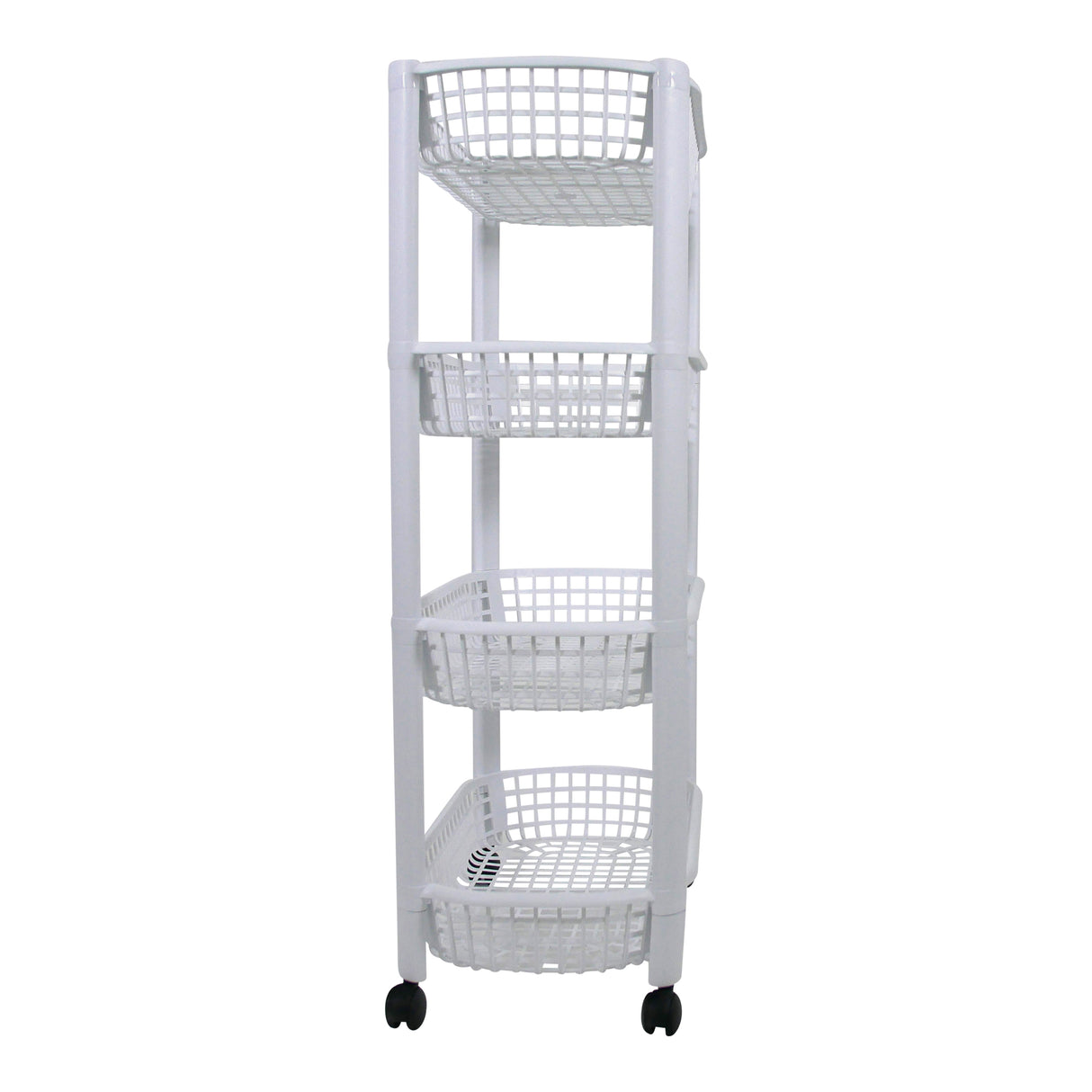 Plastic Storage Trolley Unit with Wheels 4 Tier Utility Kitchen Cart, Office, Bathroom, Bedroom Storage Unit 78x46x26cm (White)