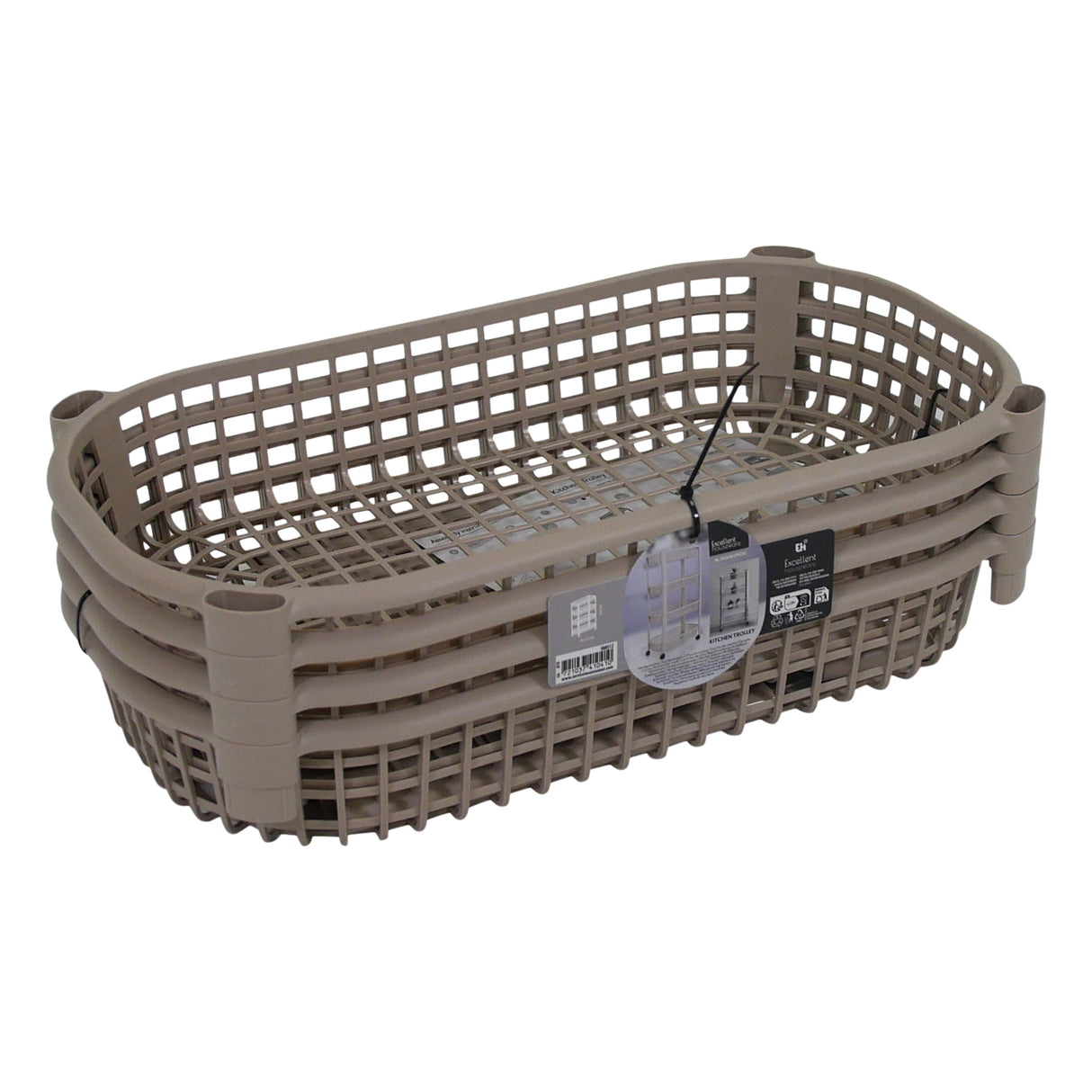 Plastic Storage Trolley Unit with Wheels 4 Tier Utility Kitchen Cart, Office, Bathroom, Bedroom Storage Unit 78x46x26cm (Sand)