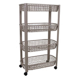 Plastic Storage Trolley Unit with Wheels 4 Tier Utility Kitchen Cart, Office, Bathroom, Bedroom Storage Unit 78x46x26cm (Sand)