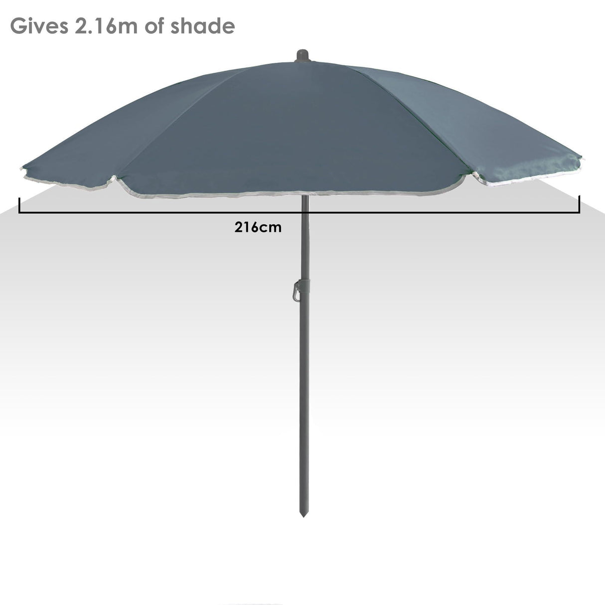 240cm (7ft 8in) Grey Parasol with Base Garden